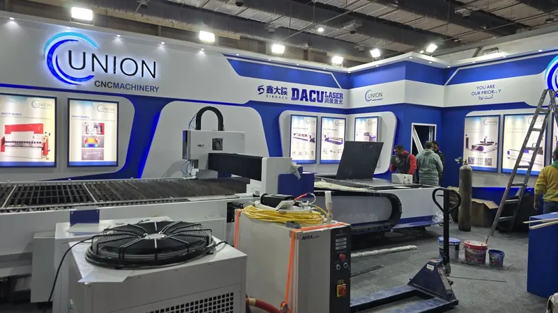 Union — A stand for a laser-cutting machinery supplier, with a working equipment floor.